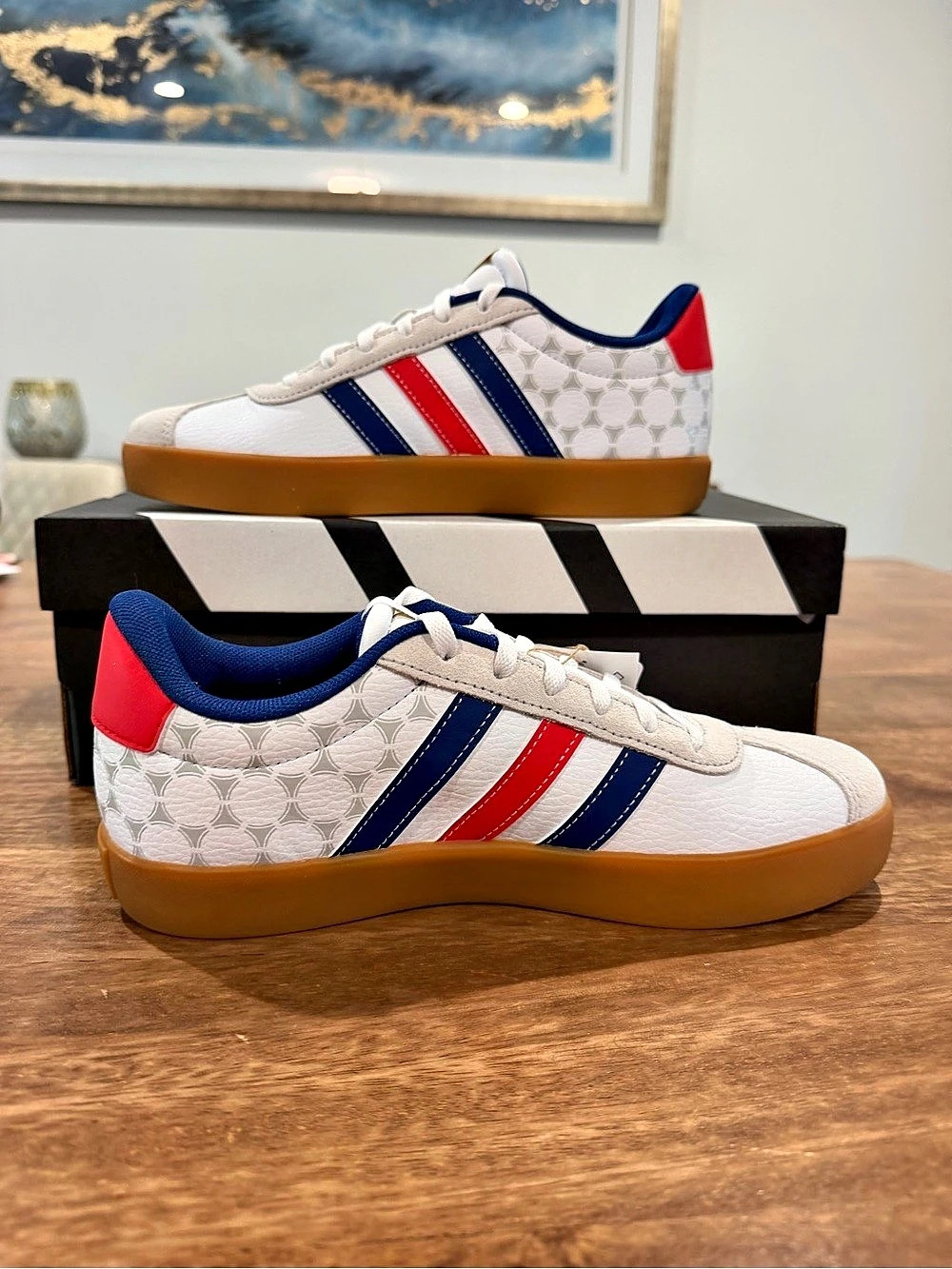 Adidas VL Court 3.0K- White,red and blue- Size 5Y/6.5W BNIB